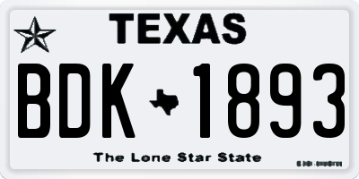 TX license plate BDK1893