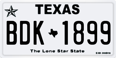 TX license plate BDK1899