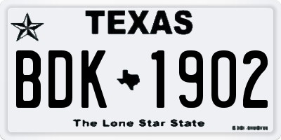 TX license plate BDK1902
