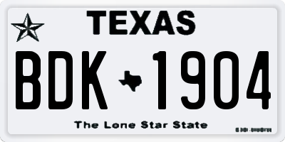 TX license plate BDK1904