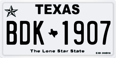 TX license plate BDK1907