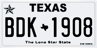 TX license plate BDK1908