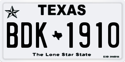 TX license plate BDK1910