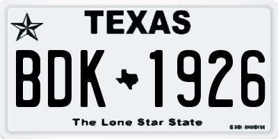 TX license plate BDK1926