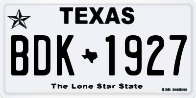 TX license plate BDK1927