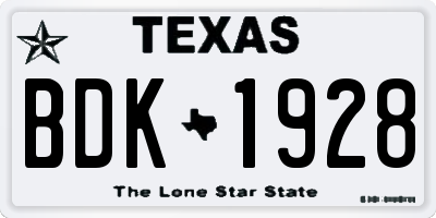 TX license plate BDK1928
