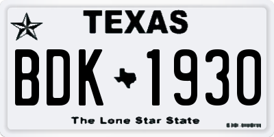 TX license plate BDK1930