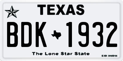 TX license plate BDK1932