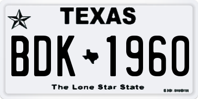 TX license plate BDK1960