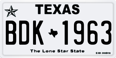 TX license plate BDK1963