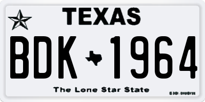 TX license plate BDK1964