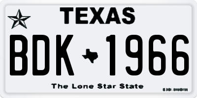 TX license plate BDK1966