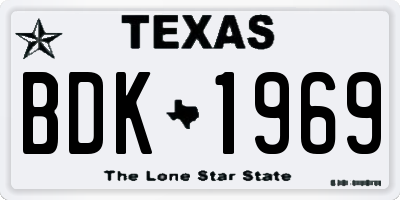 TX license plate BDK1969