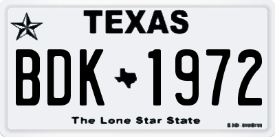 TX license plate BDK1972
