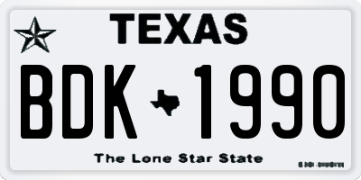 TX license plate BDK1990