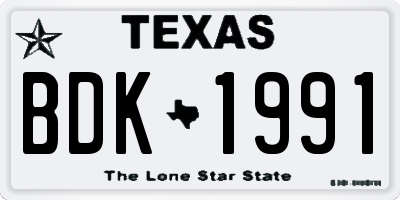 TX license plate BDK1991