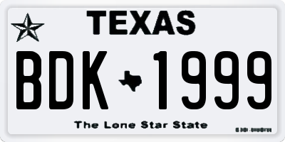 TX license plate BDK1999