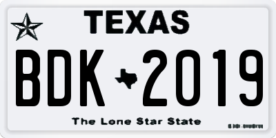 TX license plate BDK2019
