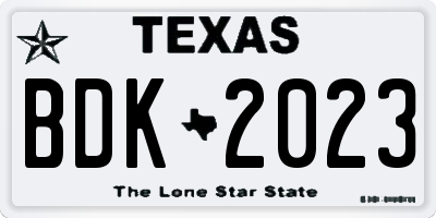 TX license plate BDK2023