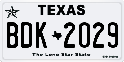 TX license plate BDK2029