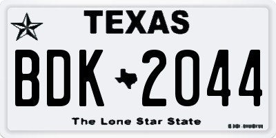 TX license plate BDK2044