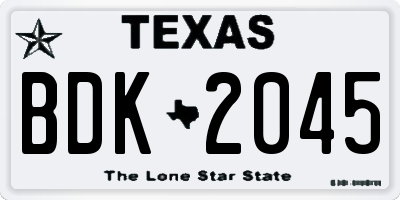 TX license plate BDK2045