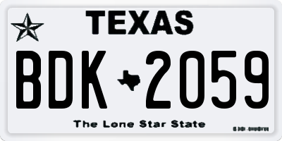 TX license plate BDK2059