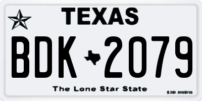 TX license plate BDK2079