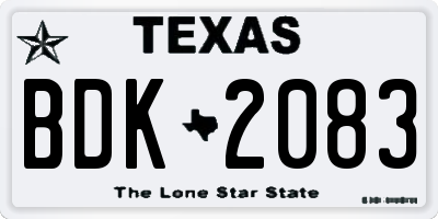 TX license plate BDK2083