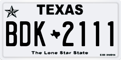 TX license plate BDK2111