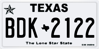 TX license plate BDK2122