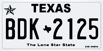 TX license plate BDK2125