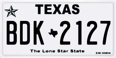 TX license plate BDK2127