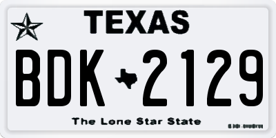 TX license plate BDK2129
