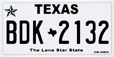 TX license plate BDK2132