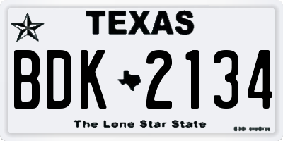 TX license plate BDK2134
