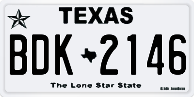 TX license plate BDK2146