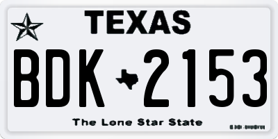 TX license plate BDK2153
