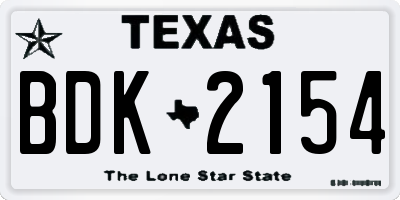 TX license plate BDK2154