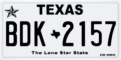 TX license plate BDK2157