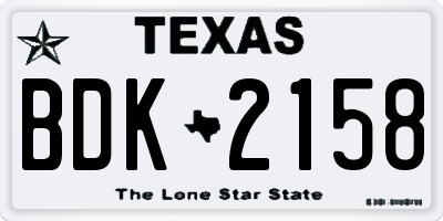 TX license plate BDK2158
