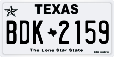 TX license plate BDK2159