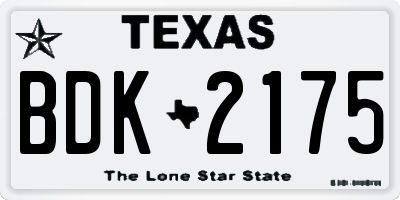 TX license plate BDK2175