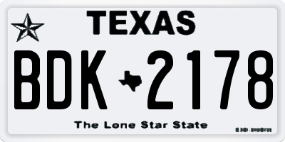 TX license plate BDK2178