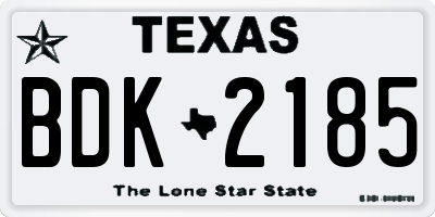 TX license plate BDK2185