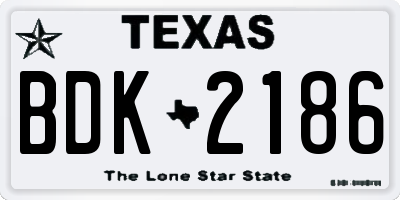 TX license plate BDK2186
