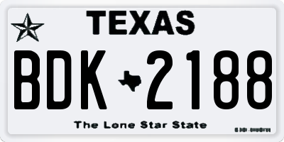 TX license plate BDK2188