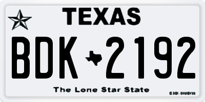 TX license plate BDK2192