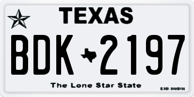 TX license plate BDK2197