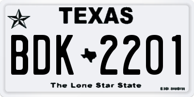 TX license plate BDK2201